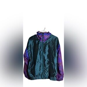 Wilson Vintage Green and Purple Bomber Jacket Retro Style /ZIZE M